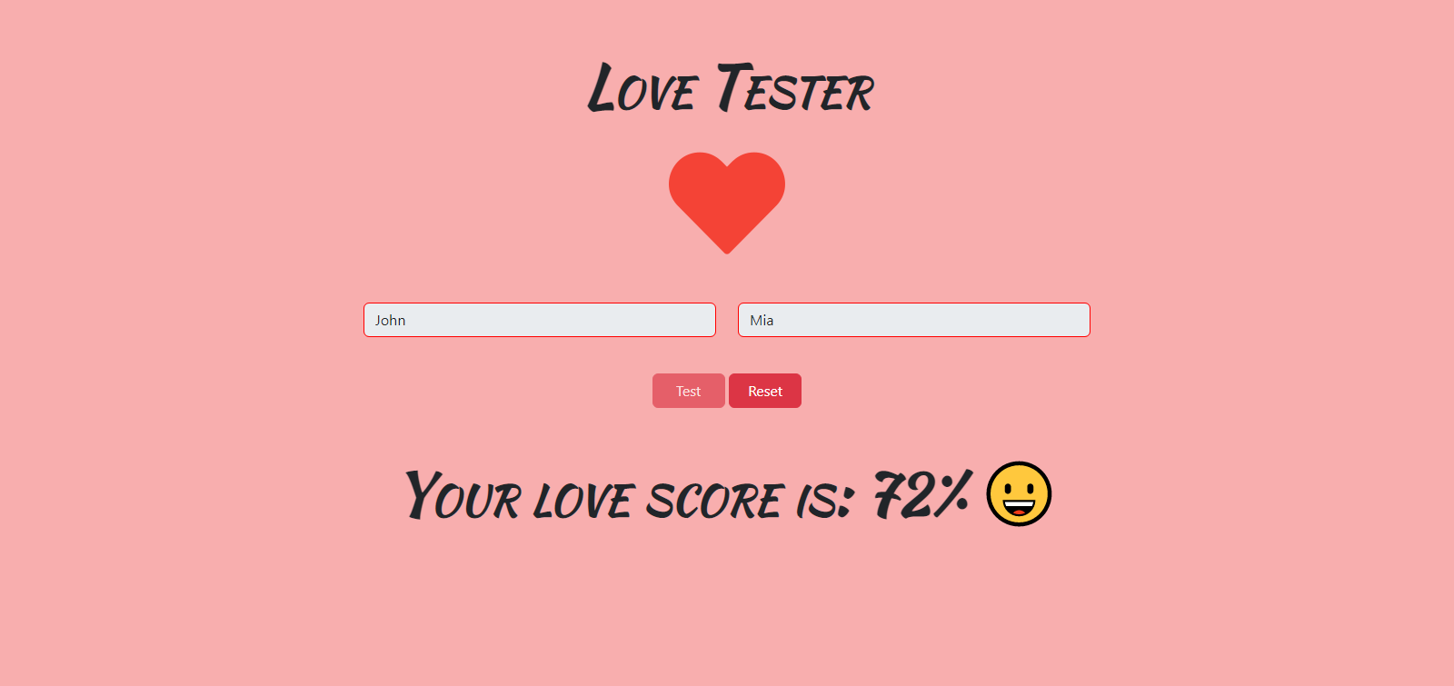 love tester app screenshot